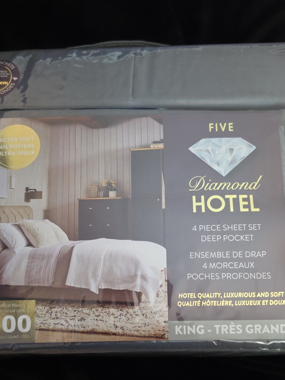Diamond Hotel King Sheet Set in Gray BNIB BNWT